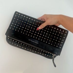 Black Burberry Studded Leather Clutch